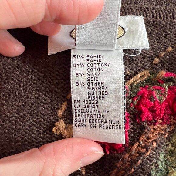 Vintage Novelty Knit Fruit Cardigan Sweater Silk Cotton Whimsical Cottagecore - Picture 8 of 14